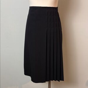 Apostrophe Black Midi Skirt with Side Knife Pleats ~ 6
